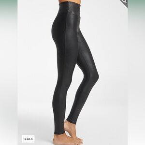 SPANX Black Faux Leather Leggings size Small